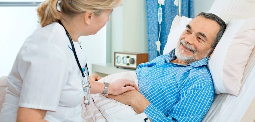 Rehabilitation of a man after the knee replacement